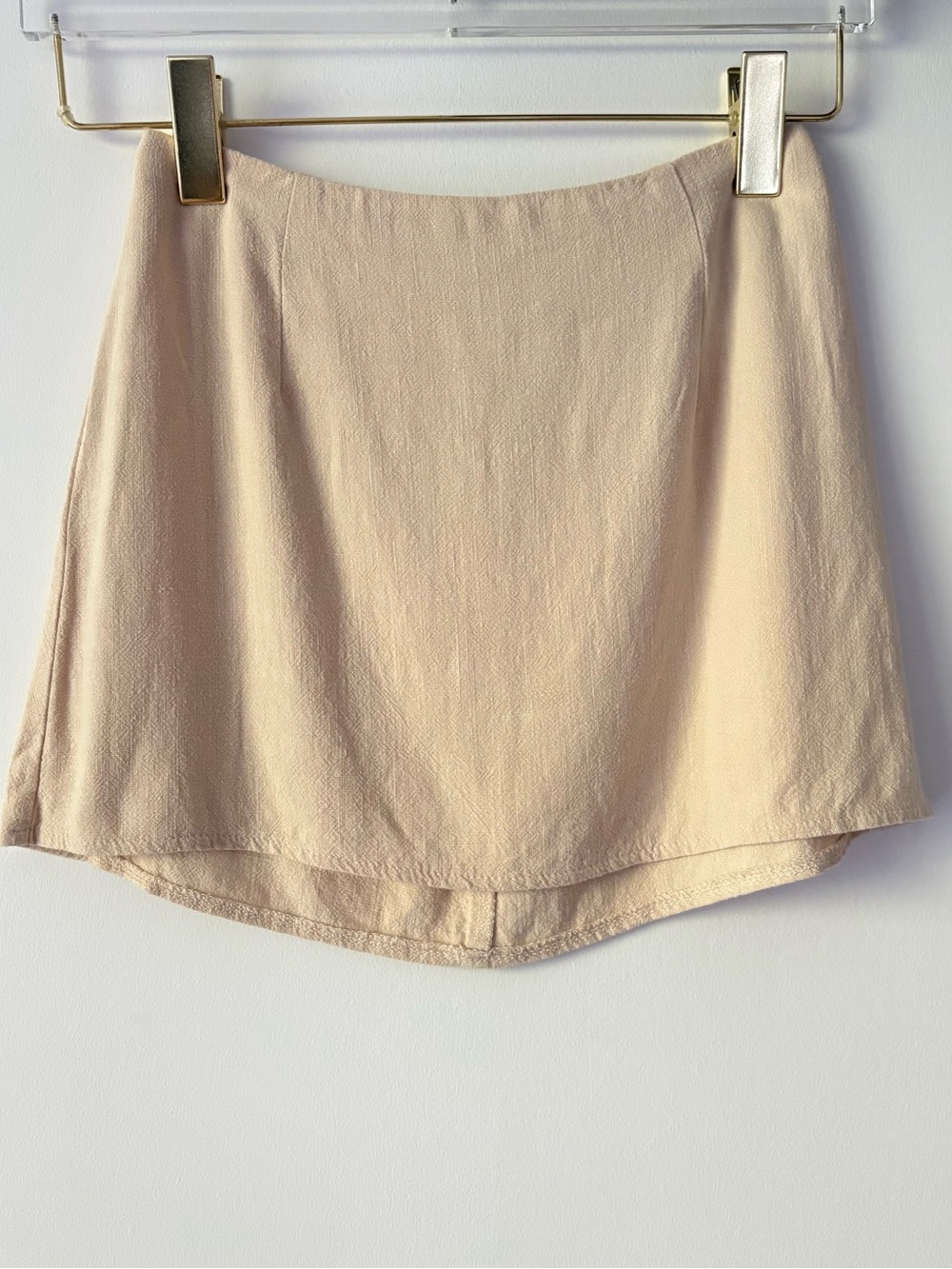 Princess Polly Beige Linen Blend Mini Skirt - Size 2